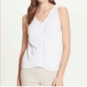 Goldie White V-Neck Ruched Front Sleeveless- Small $35
